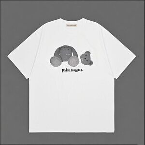 NWT Palm Angels Grey Broken Head Bear Short Sleeve